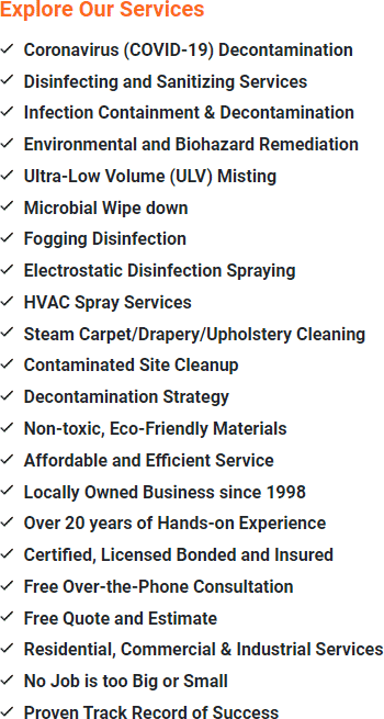 COVID-19 disinfection & sanitizing in New Windsor NY. Service kills 99.9% of COVID-19 pathogens